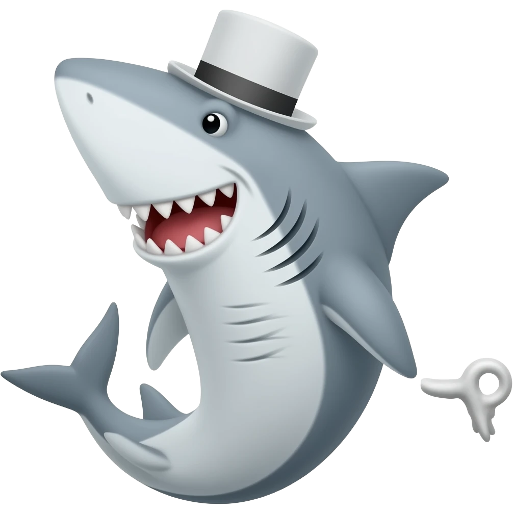 Shark with a top hat emoji