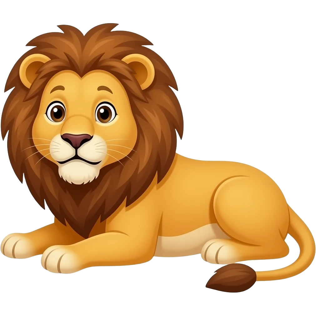 Cartoon lion lays emoji
