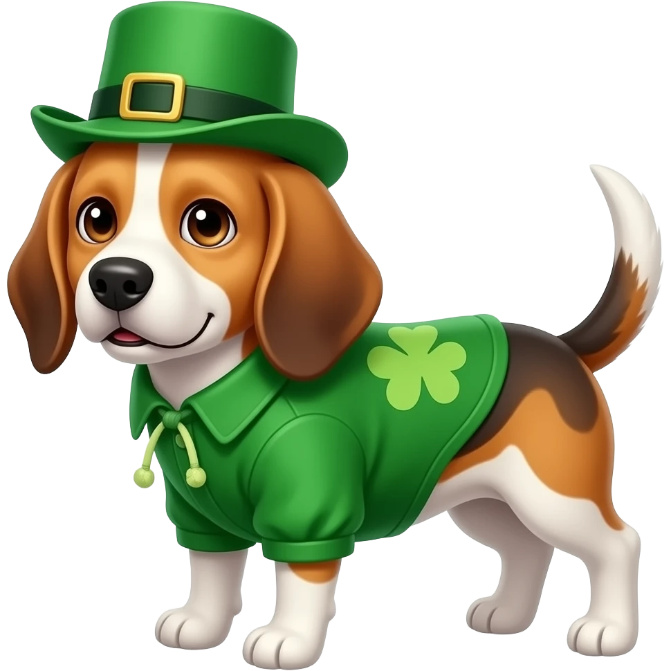 Beagle dressed for St Patrick’s day emoji