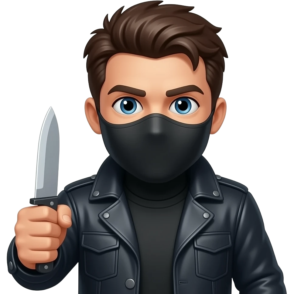 masked man holding a toy knife emoji