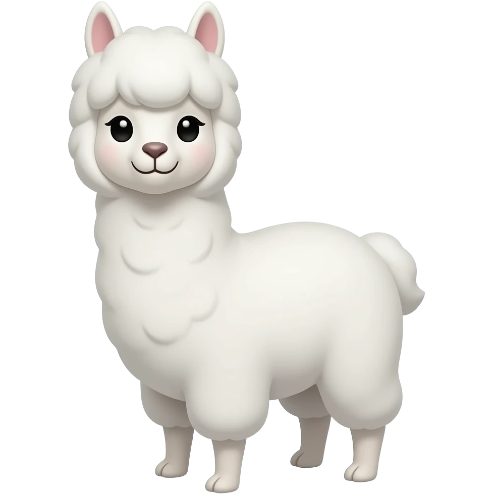 Alpaca emoji styled hair please white  realistic alpaca funny face but cute with nice hair full body emoji