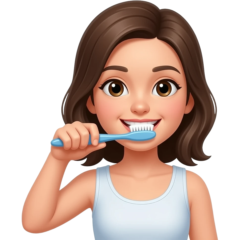 Niña cepillandose los dientes emoji