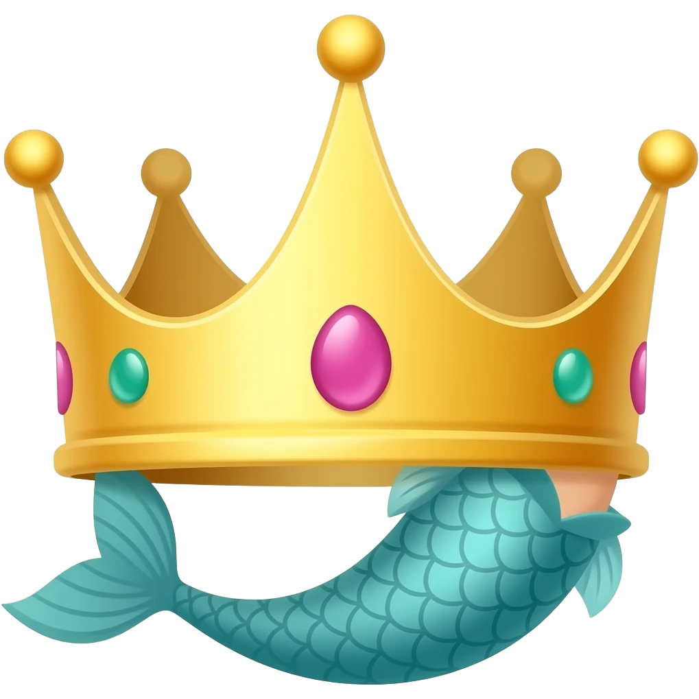 A emoji with crown it and mermaid emoji