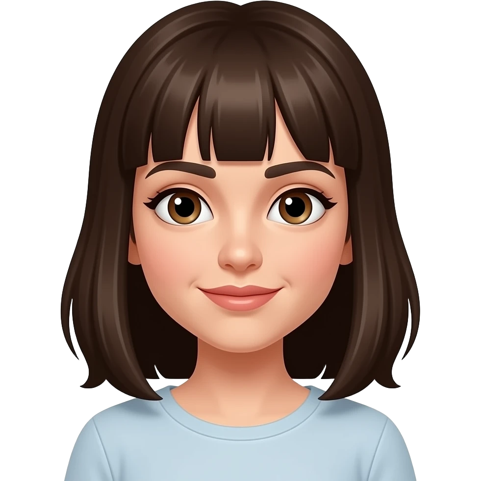 brunette white woman with bangs emoji