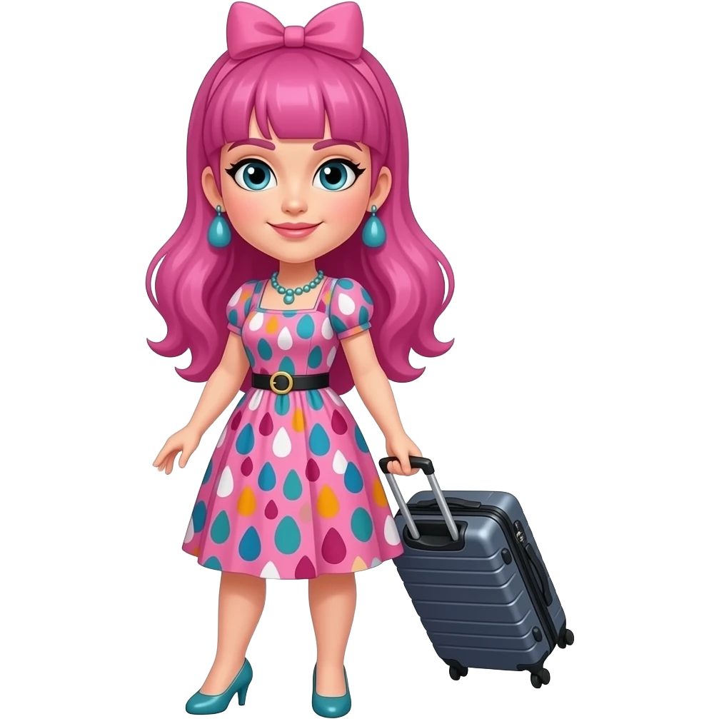 Funky Pink hair woman with suitcase emoji