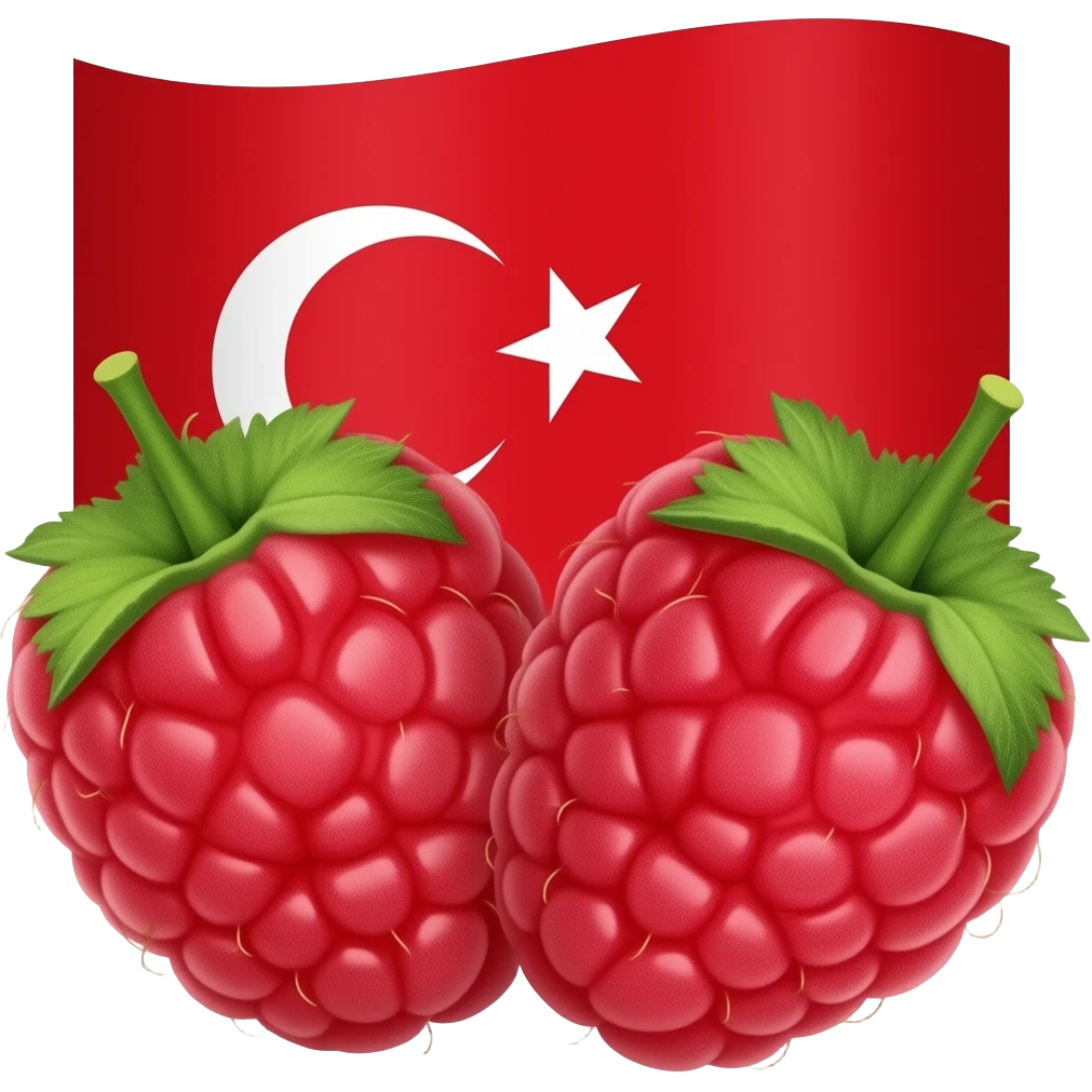Make raspberries only  bright rich red 2 bright with Turkish flag  red red juicy emoji