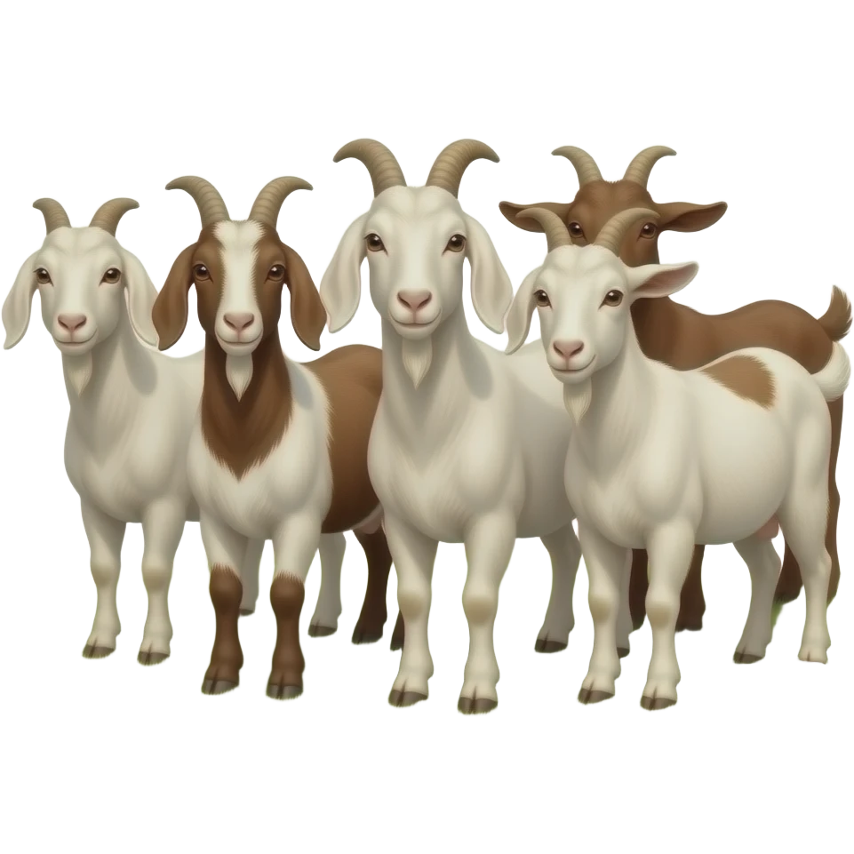 Hazme seis cabras de colores blancos y marrones. Tienen que estar las SEIS juntas. emoji