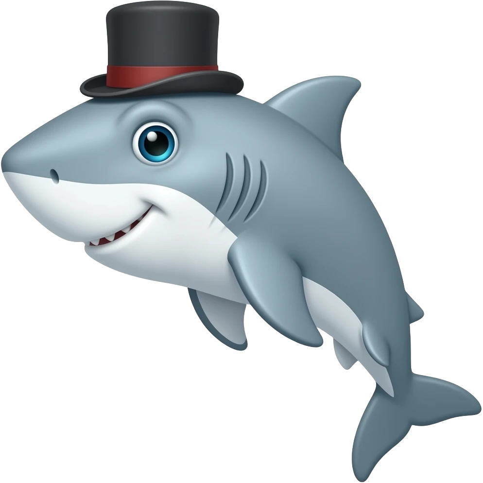Shark with a top hat emoji