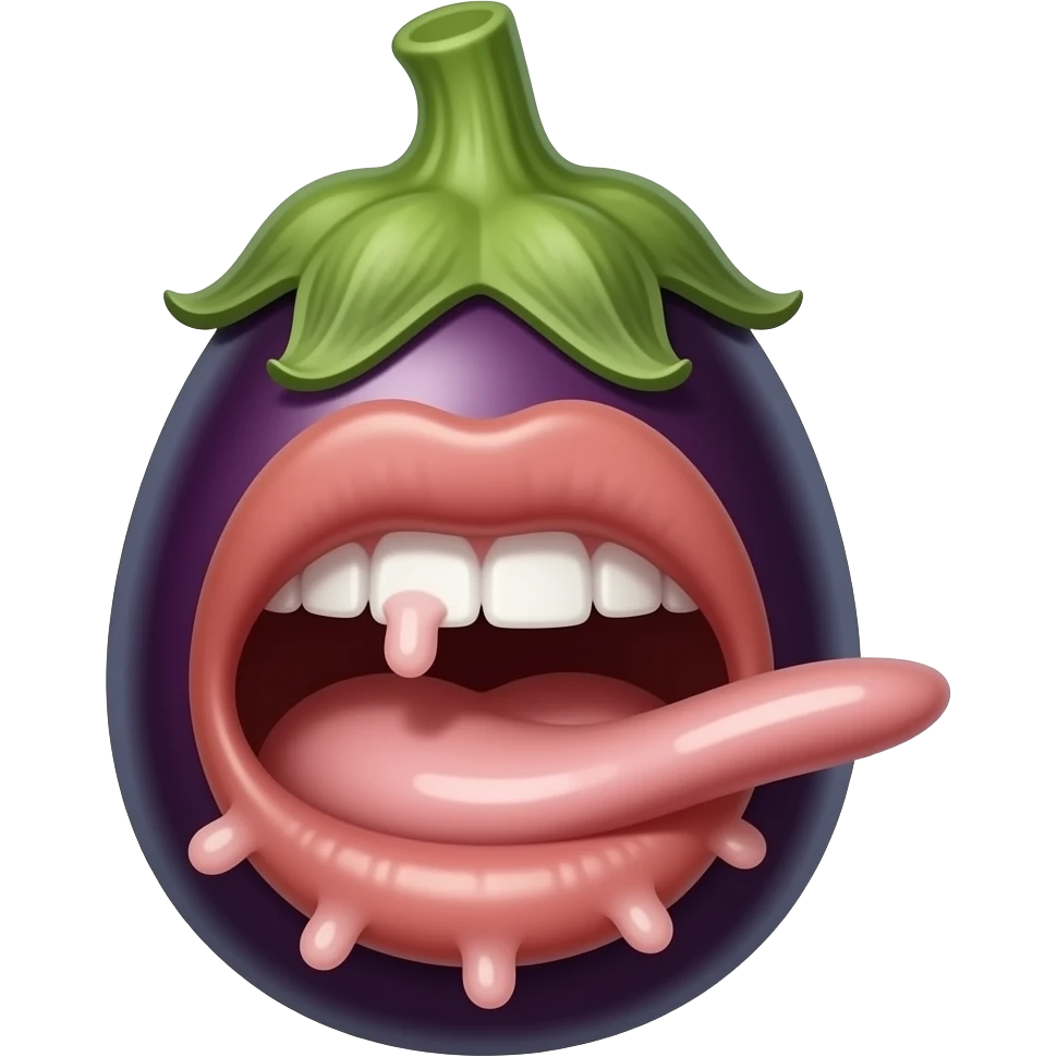 Eggplant in female mouth semen all over face emoji