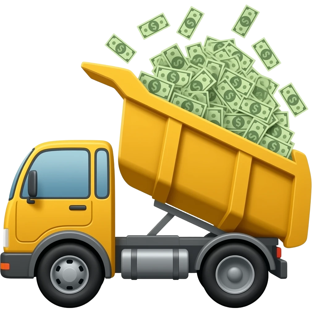 A dump truck carrying money  emoji