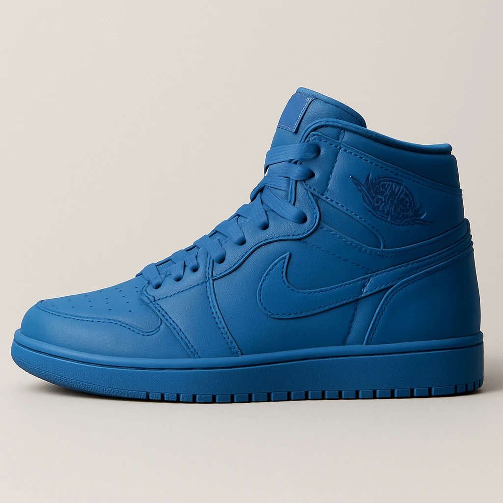 a blue Air Jordan high-top, sporty, crisp lines, plain background emoji