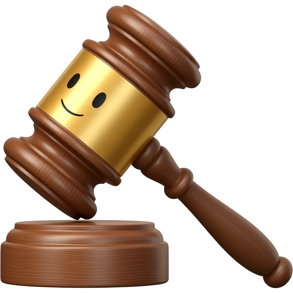 gavel with face emoji
