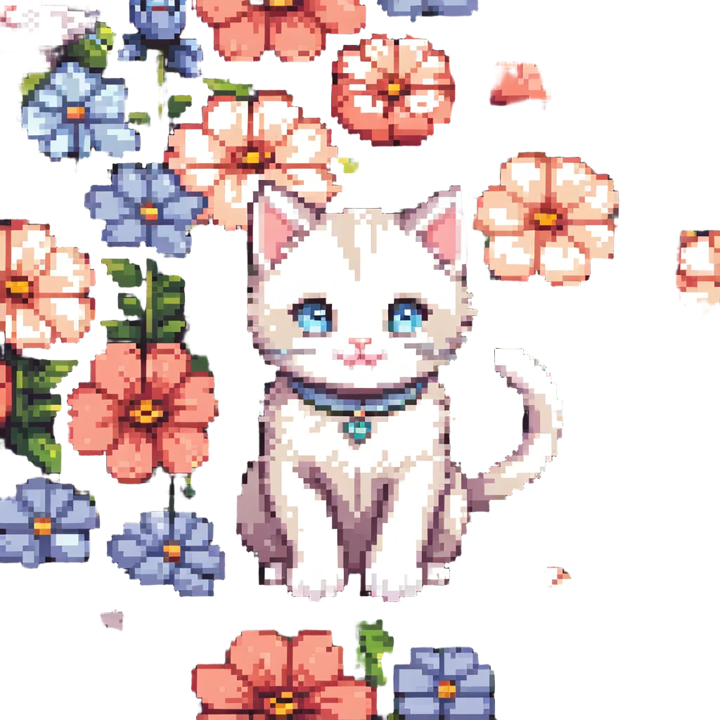 Kitten and flowers emoji