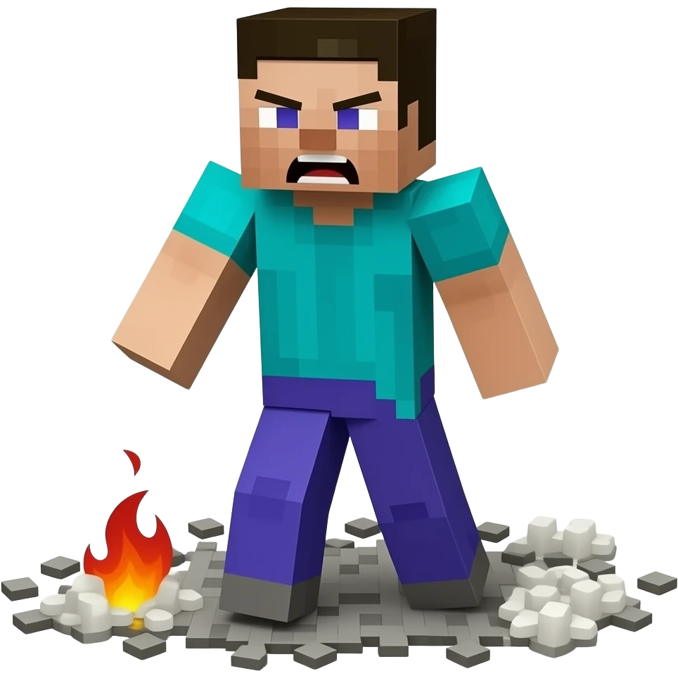 Adam rage quitting Minecraft because he fell to his death emoji