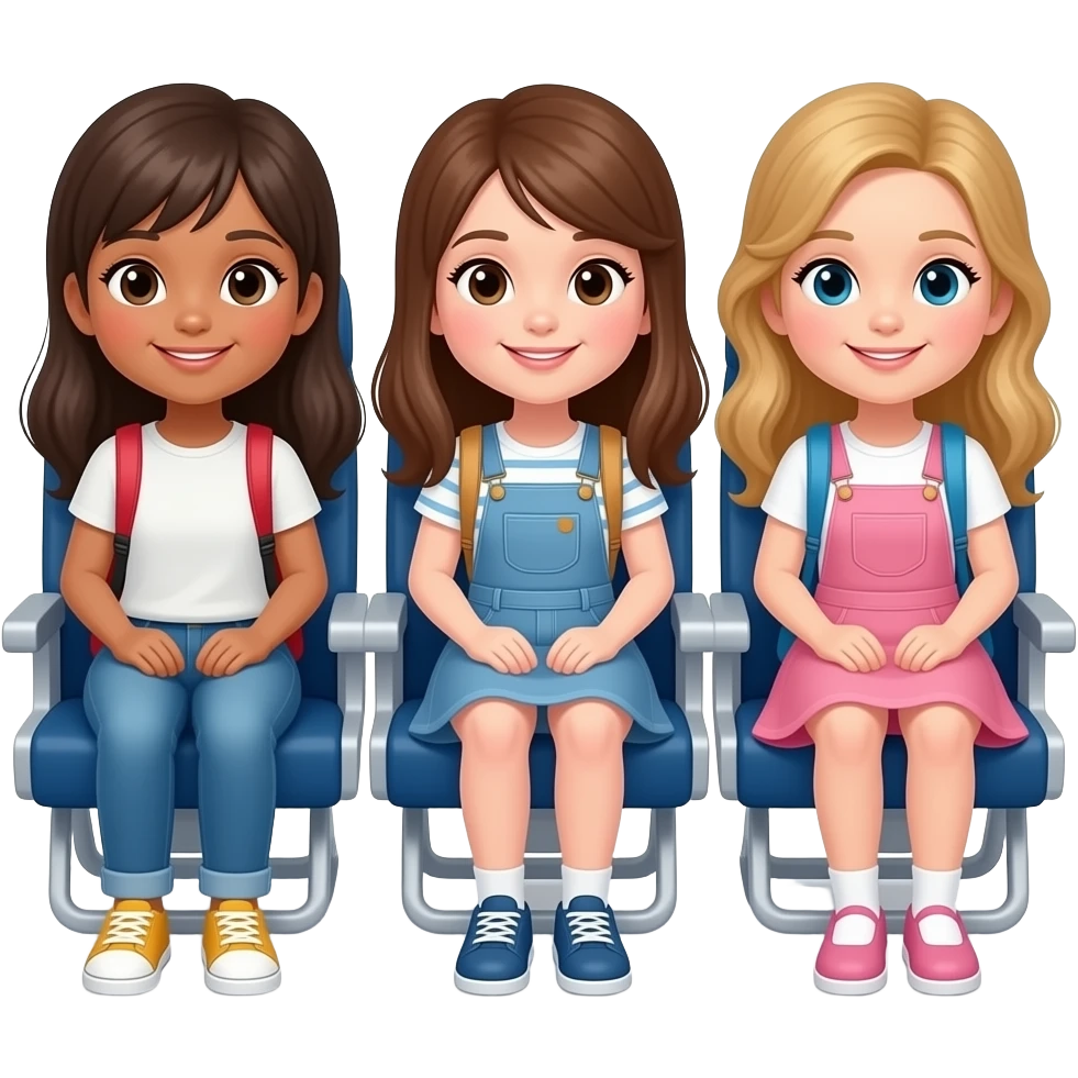 3 girls travelling plane emoji