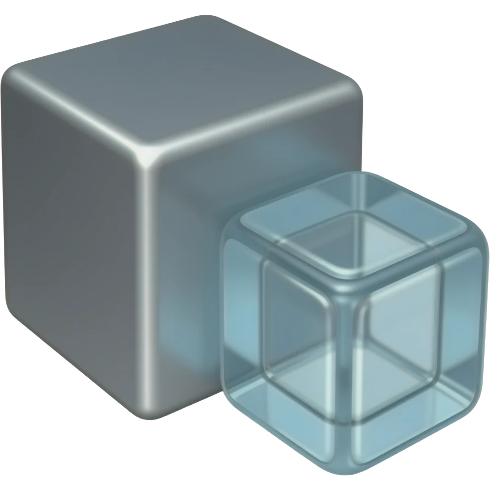 A metal block next to a glass brick emoji
