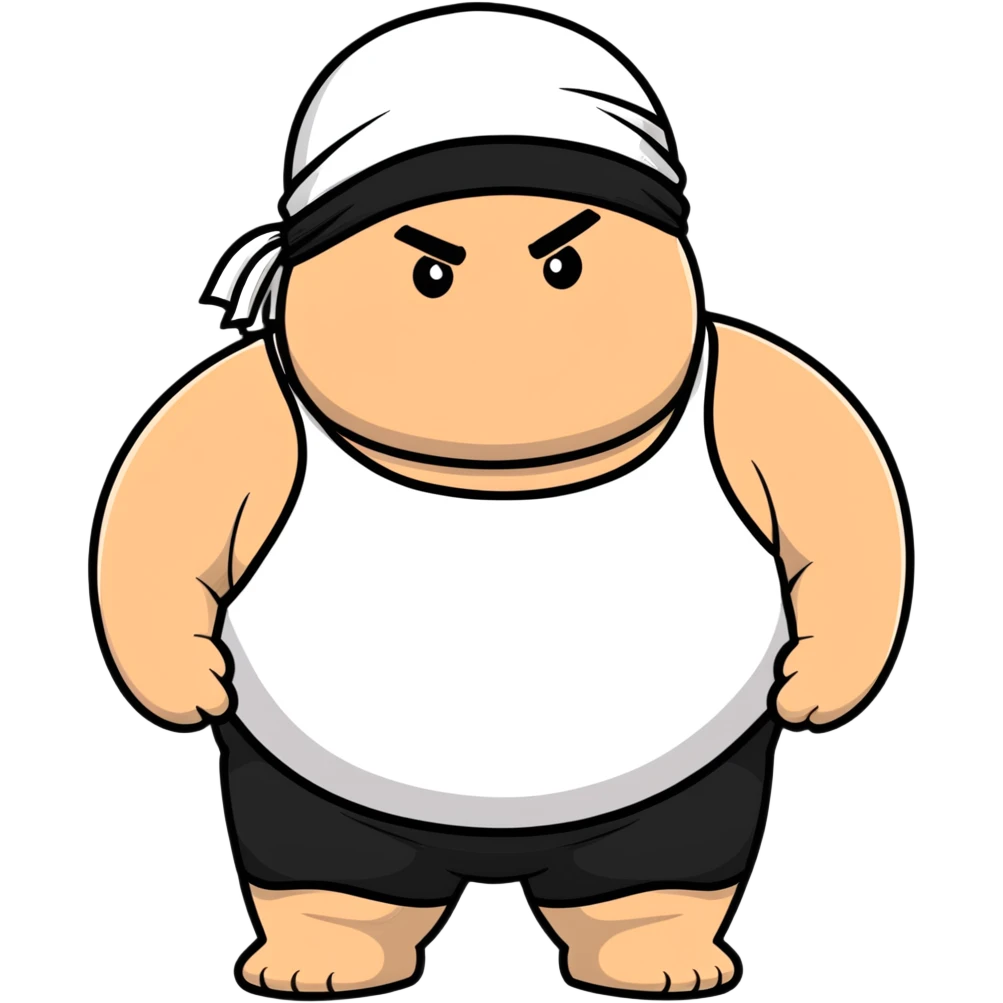White skin fat guy with black durag in wrestling singlet emoji