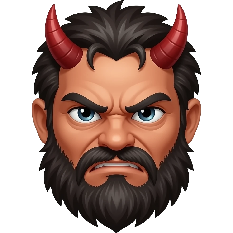 Envy hairy demon frown on his face emoji