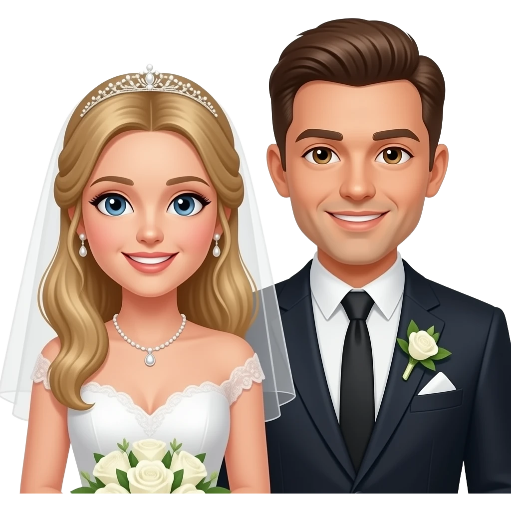 Fair skinned bride and groom with Goldabor emoji