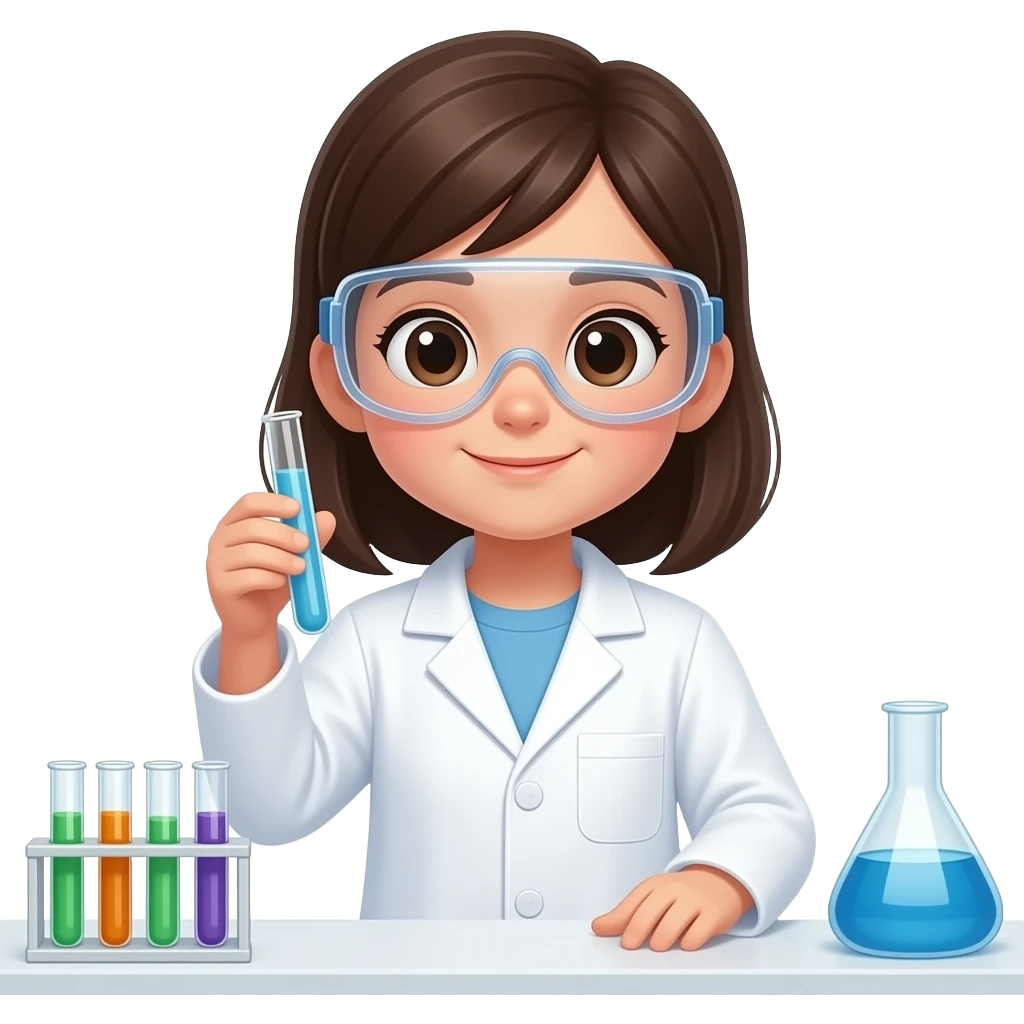 10 YEAR OLD SCIENTIST GIRL STANDING IN LAB emoji