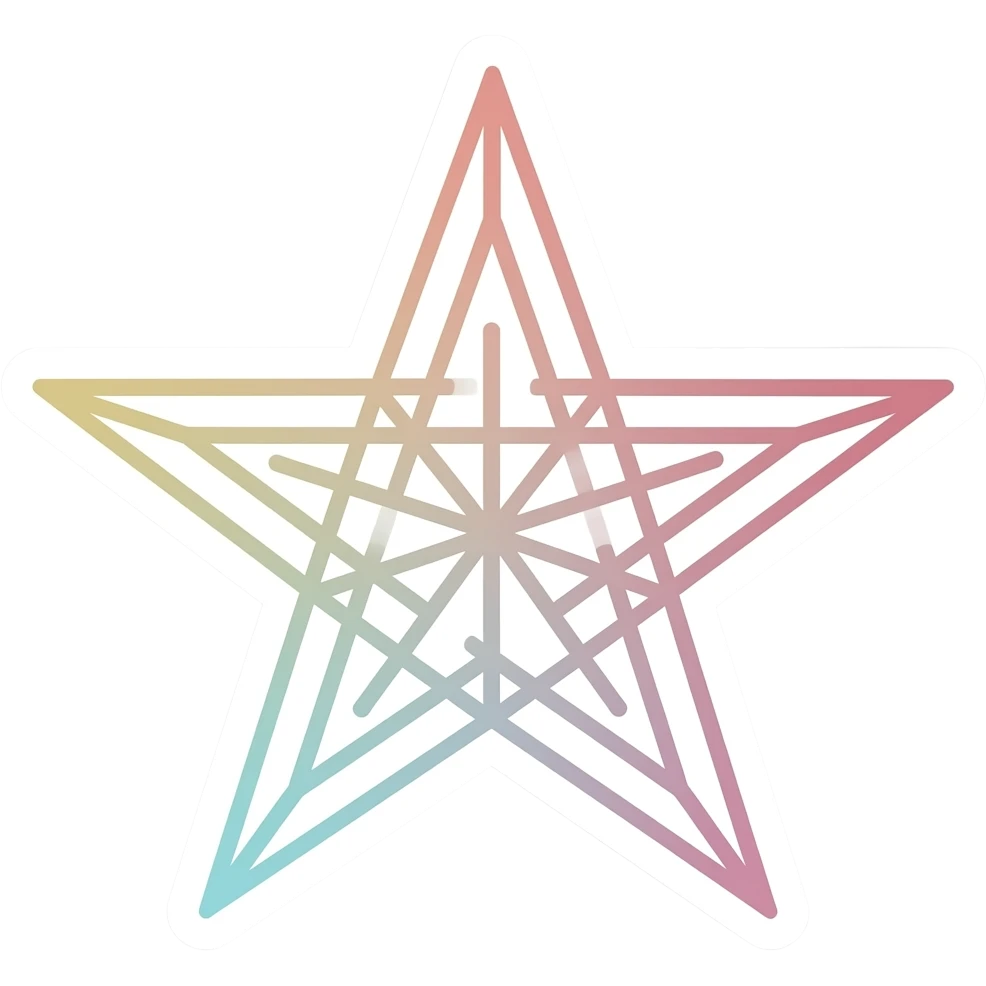 minimal line-art star sticker, elegant thin stroke, pastel tones, clean vector design, no background, modern aesthetic, 8k emoji
