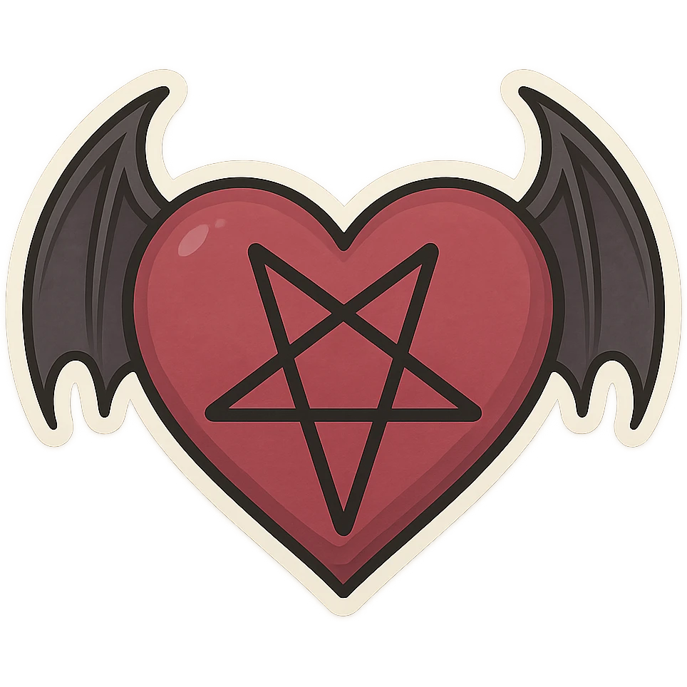 gothic heart with a pentagram emoji