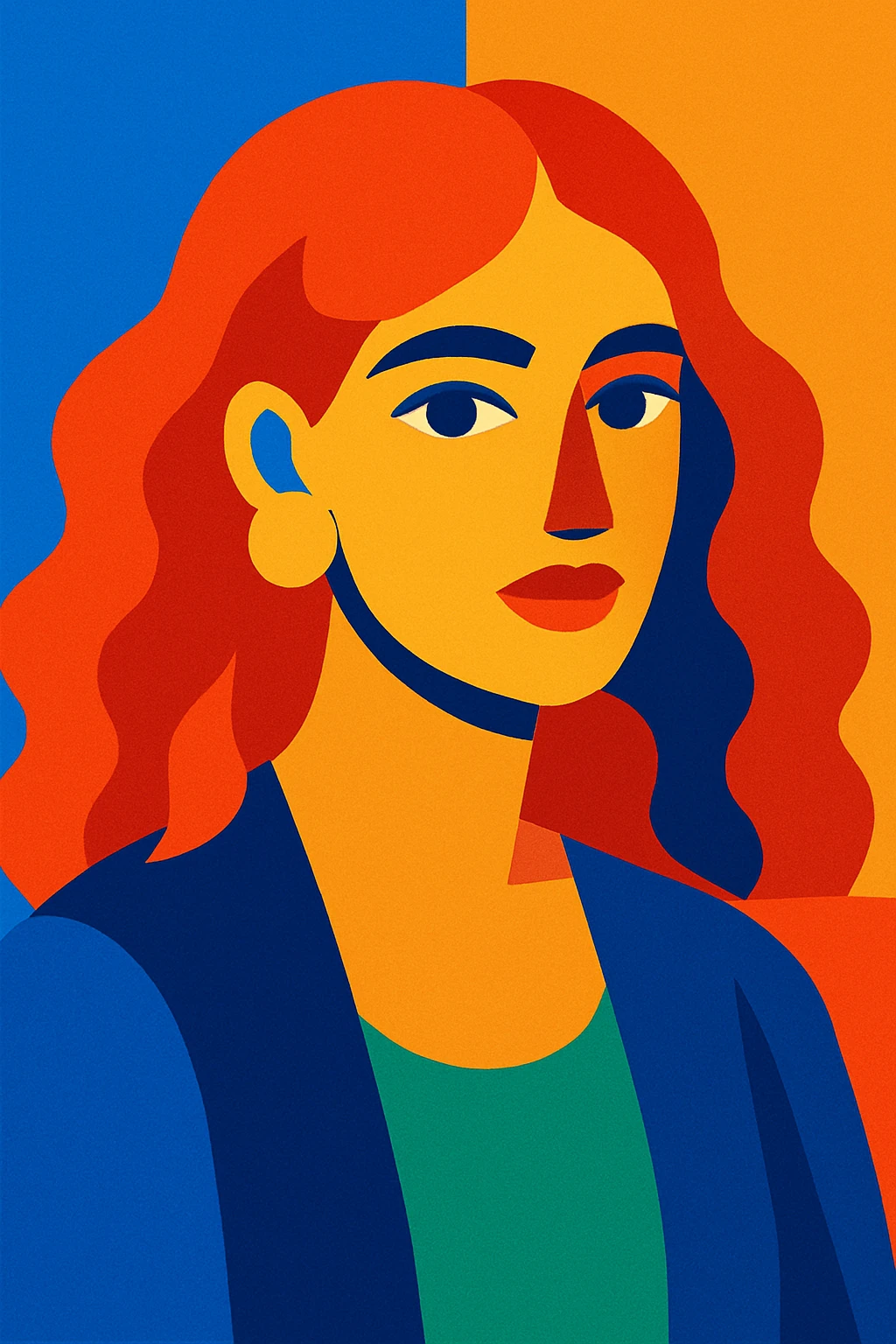woman with red hair, vibrant modern illustration style emoji