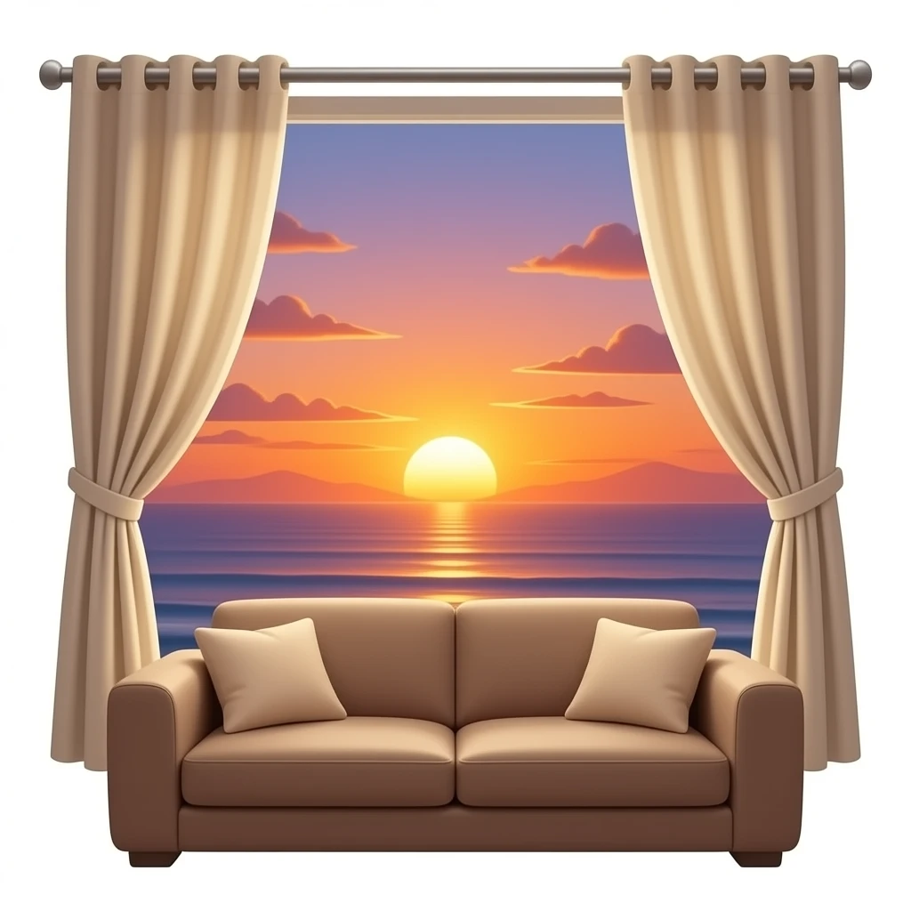 close curtains in lounge before sunset emoji