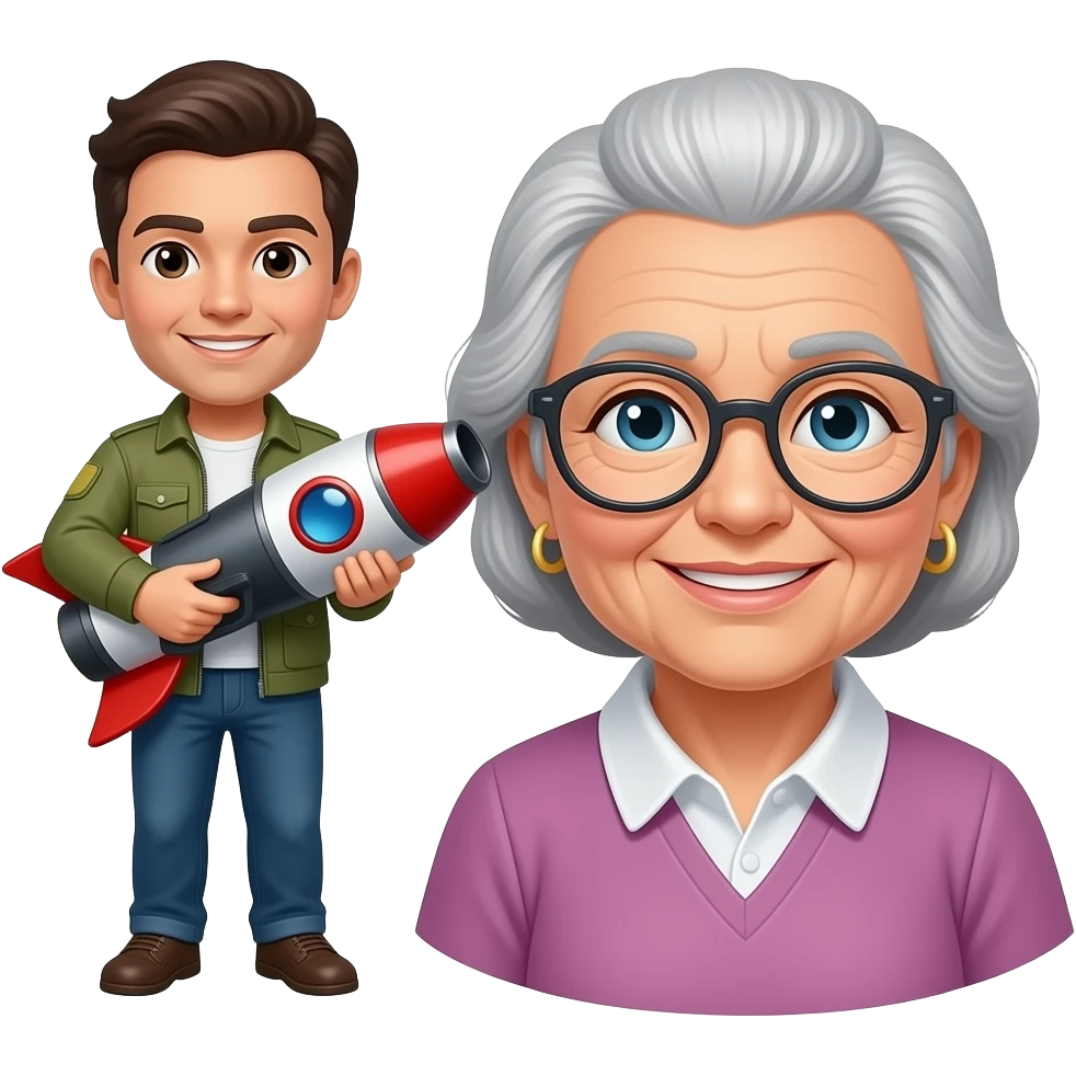 A person having a rocket launcher next to a grandma emoji