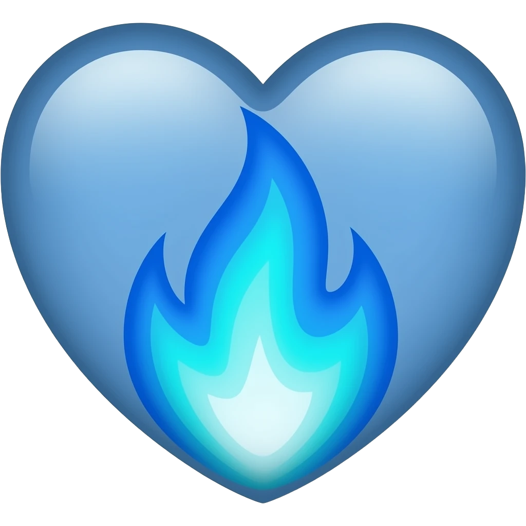 CORAZON CON FUEGO AZUL emoji