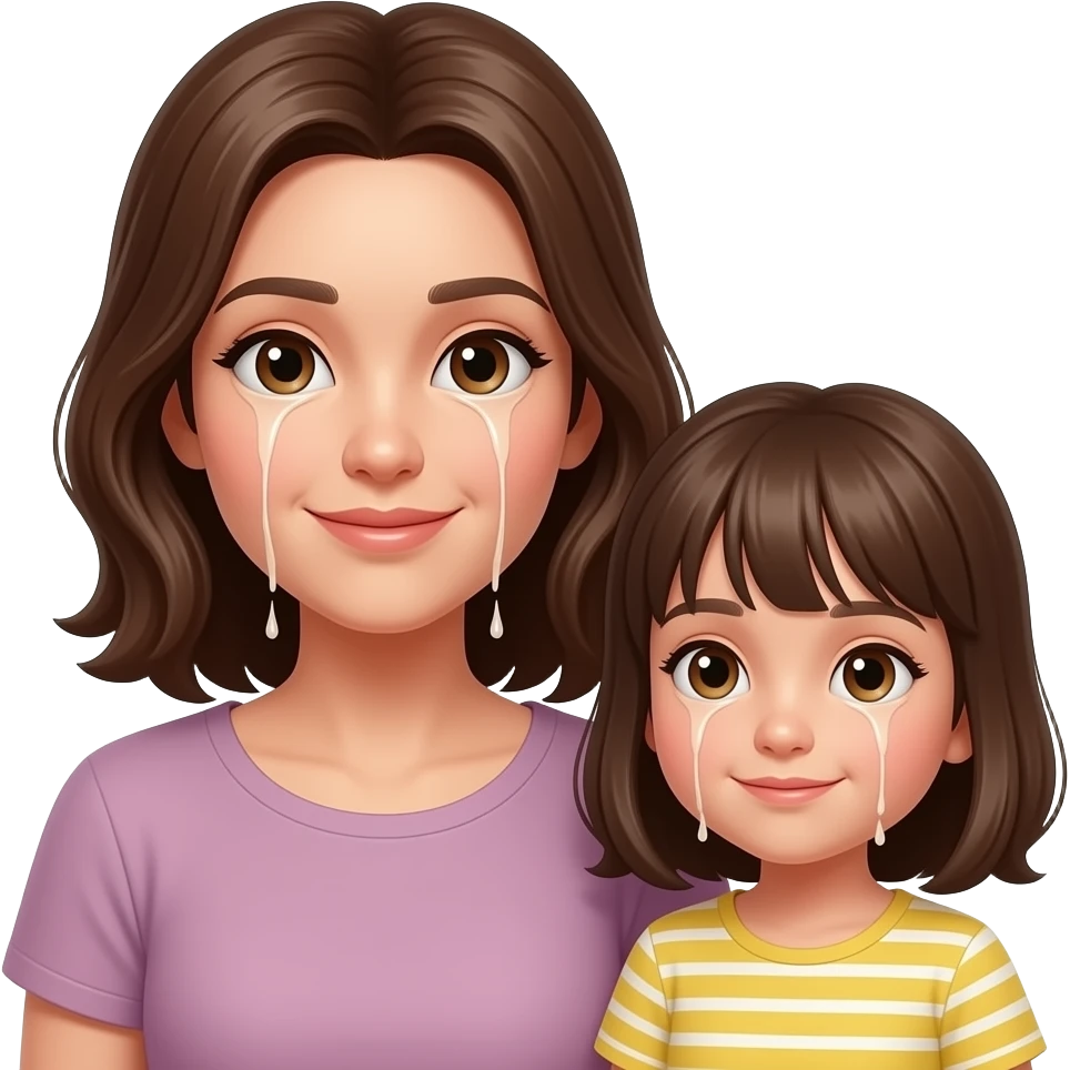 MOther and daughter, cum dripping from mothers face emoji