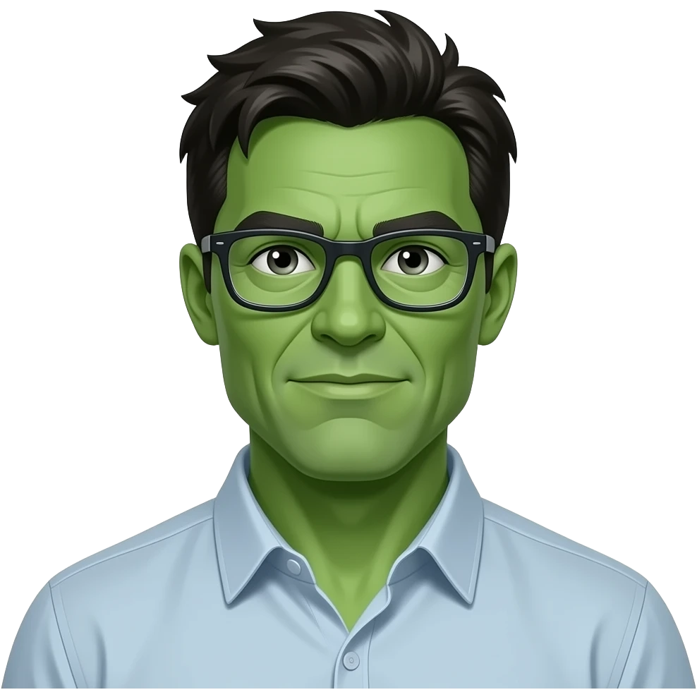 Bruce Banner. Smart Hulk. looks like Mark Ruffalo with glasses and a shirt emoji