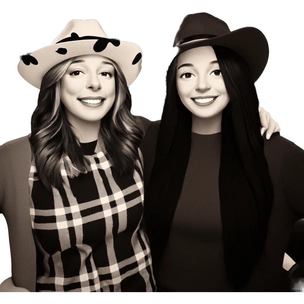smiling girls in monochrome hats emoji