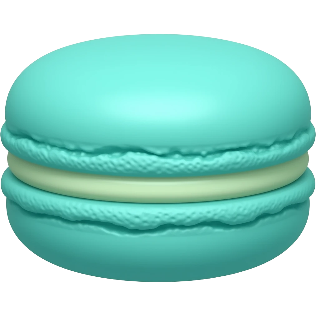 macarron dulce, en color turqueza de lado emoji