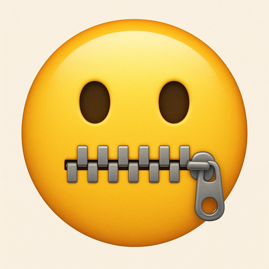 yellow face with zipper mouth emoji