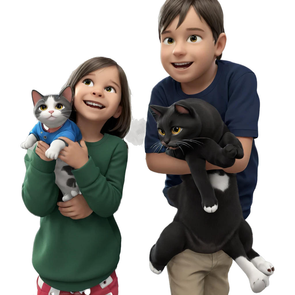 girl and boy with cat emoji