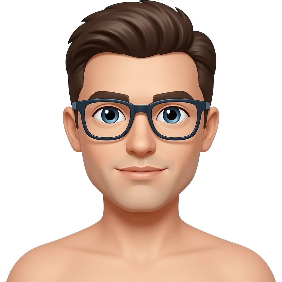 skinny guy head only with glasses, no body no shoulder emoji