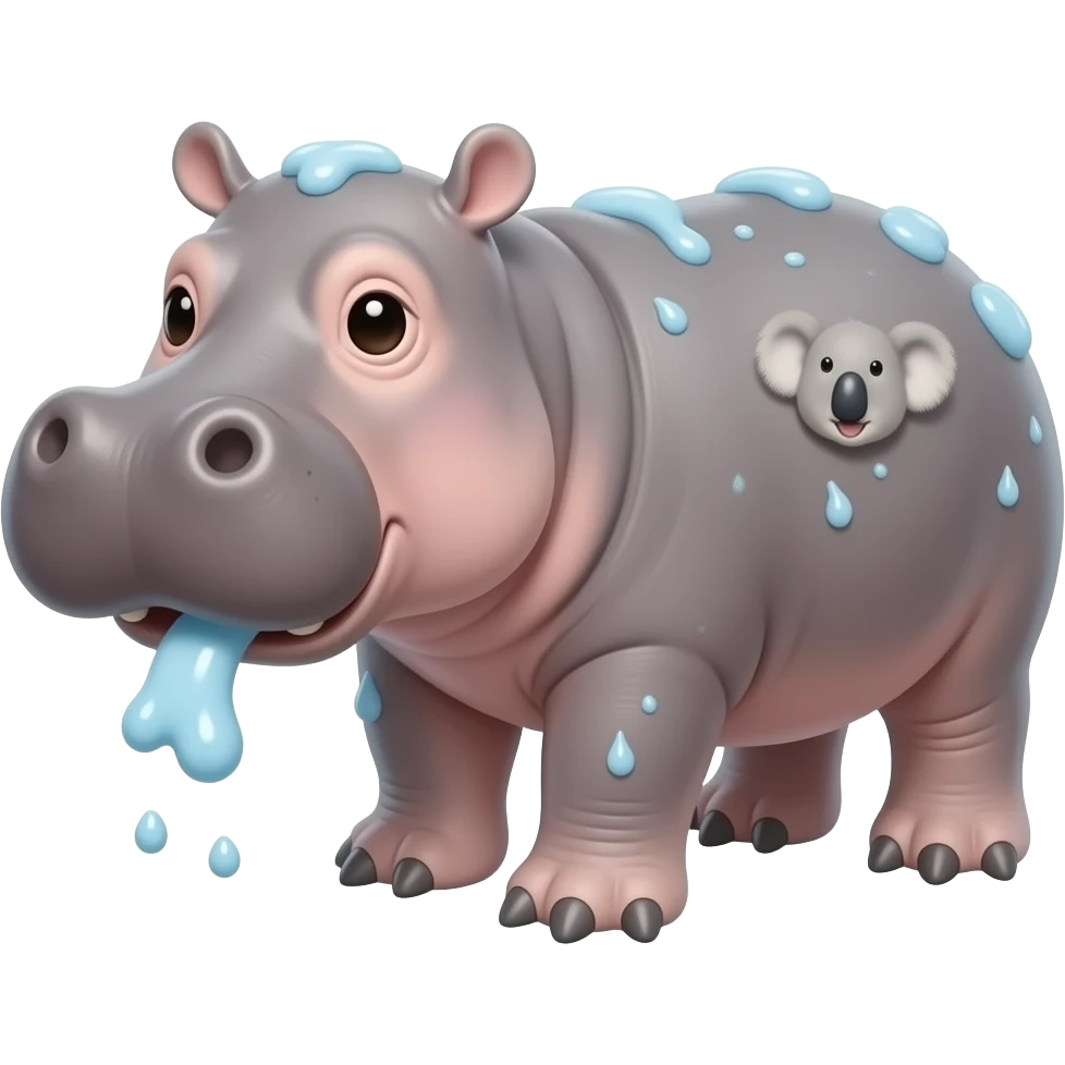 hippo spitting all over a koala emoji