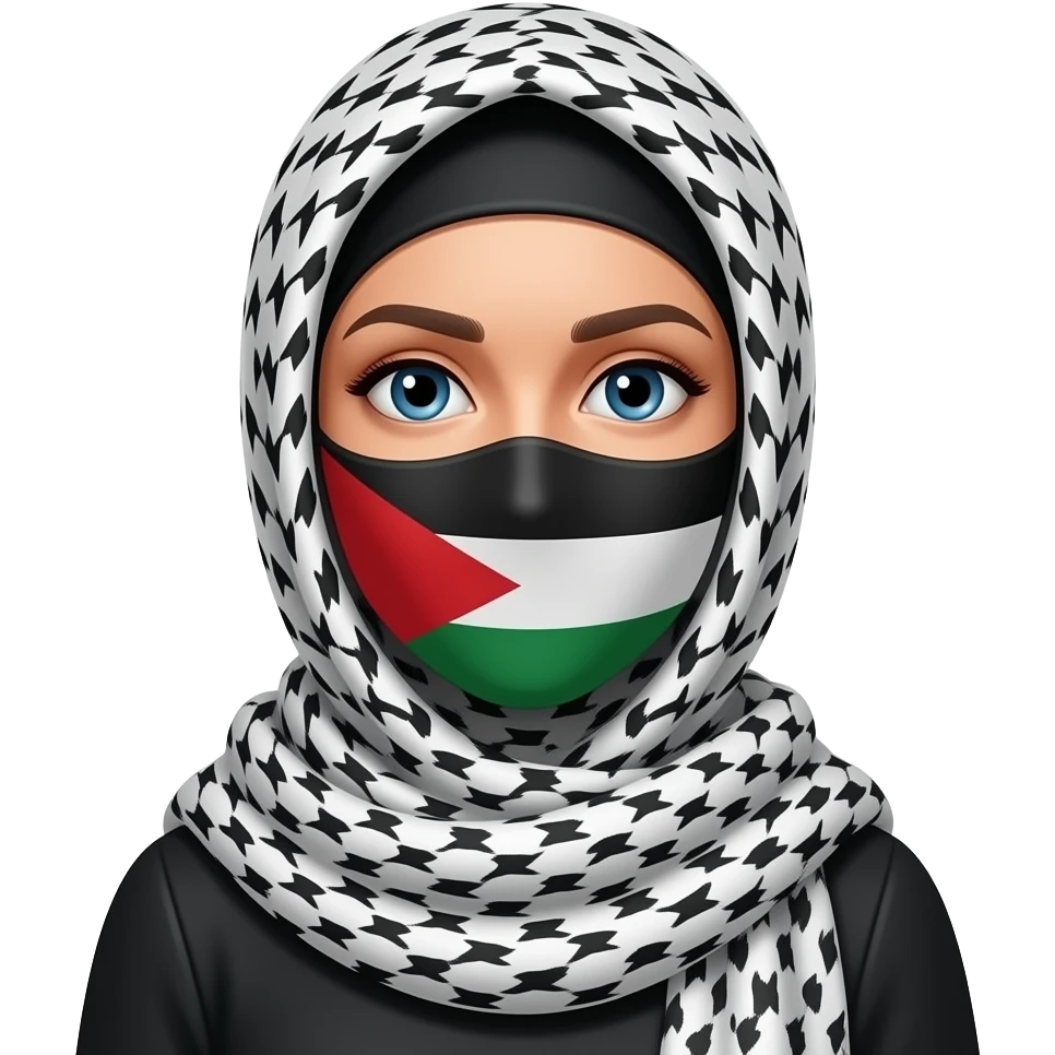 A hijabi wearing a Palestinian flag emoji