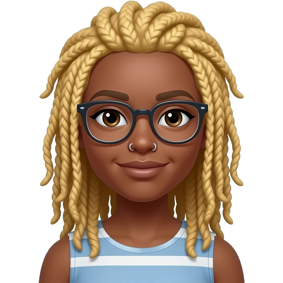 Black girl with blonde locs and eyeglasses and nose piercings emoji