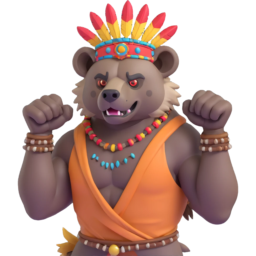 A native strong buff hyena with war bonnet flexing posing  emoji