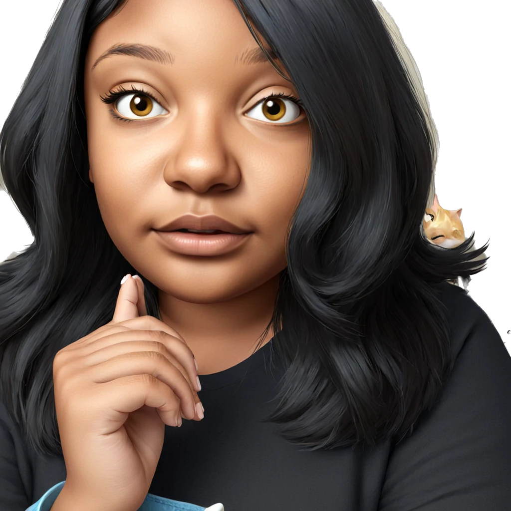 realistic girl with cat emoji