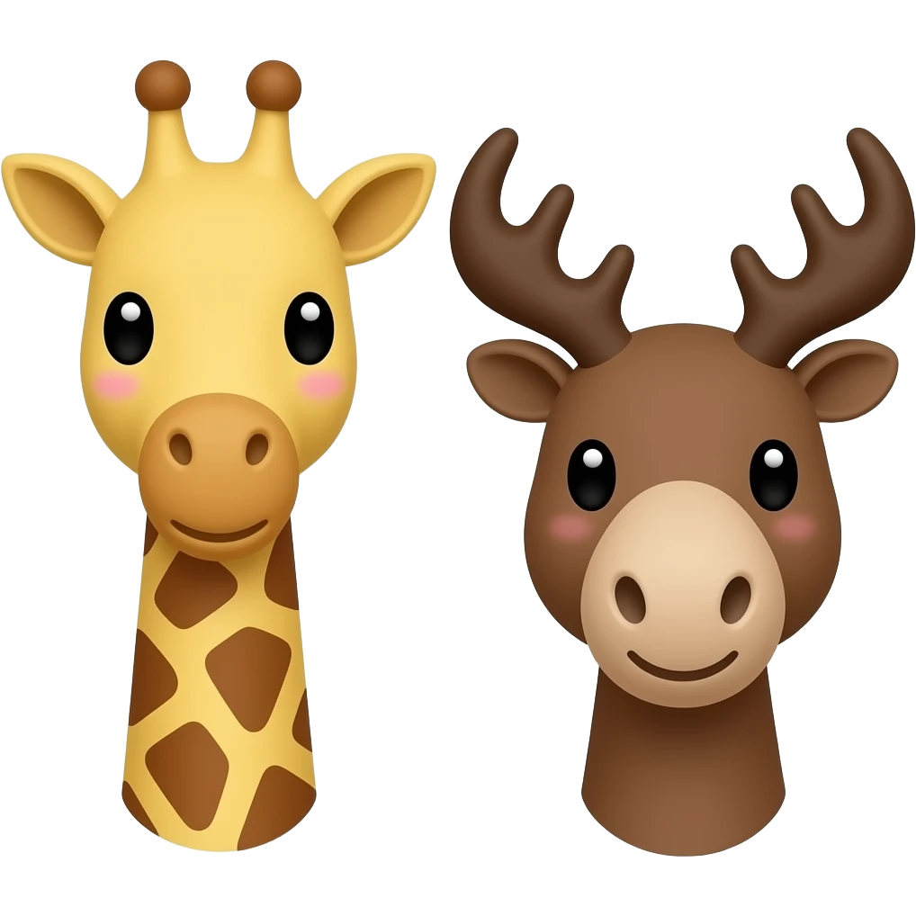 Einfacher Giraffenkopf und Elchkopf mit Herzchen emoji