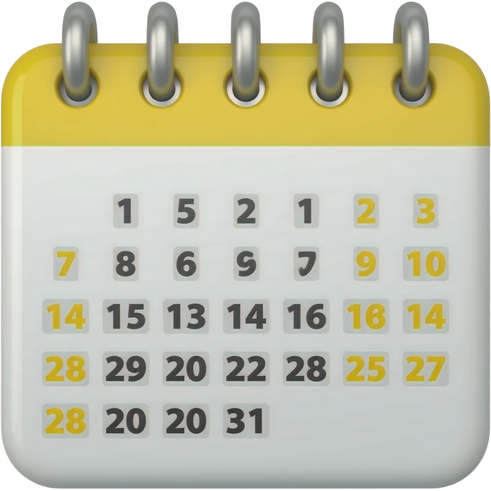 calendario blanco con amarillo emoji