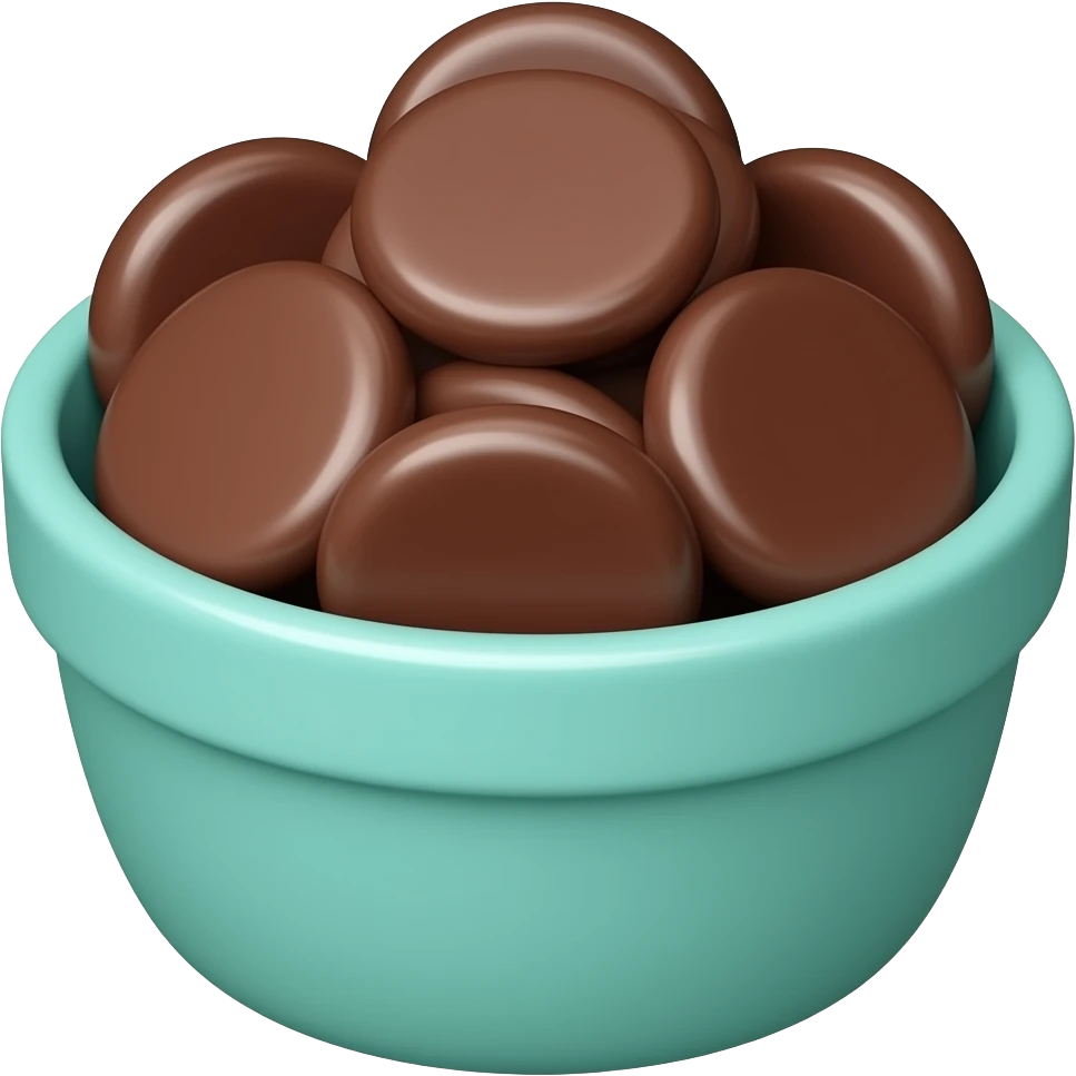 super realistic small teal bowl of chocolate circles emoji