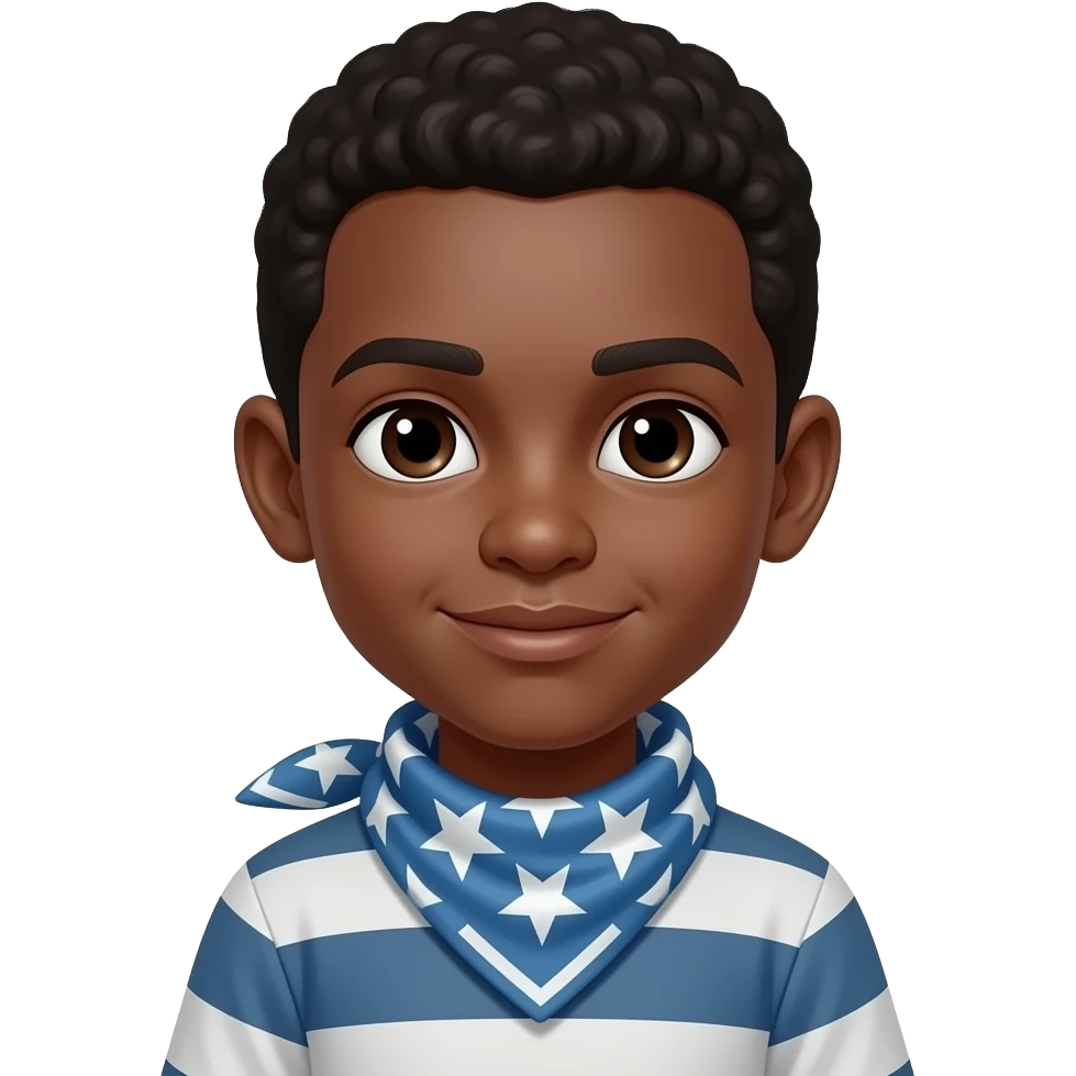 dark skin boy with neck scarf emoji