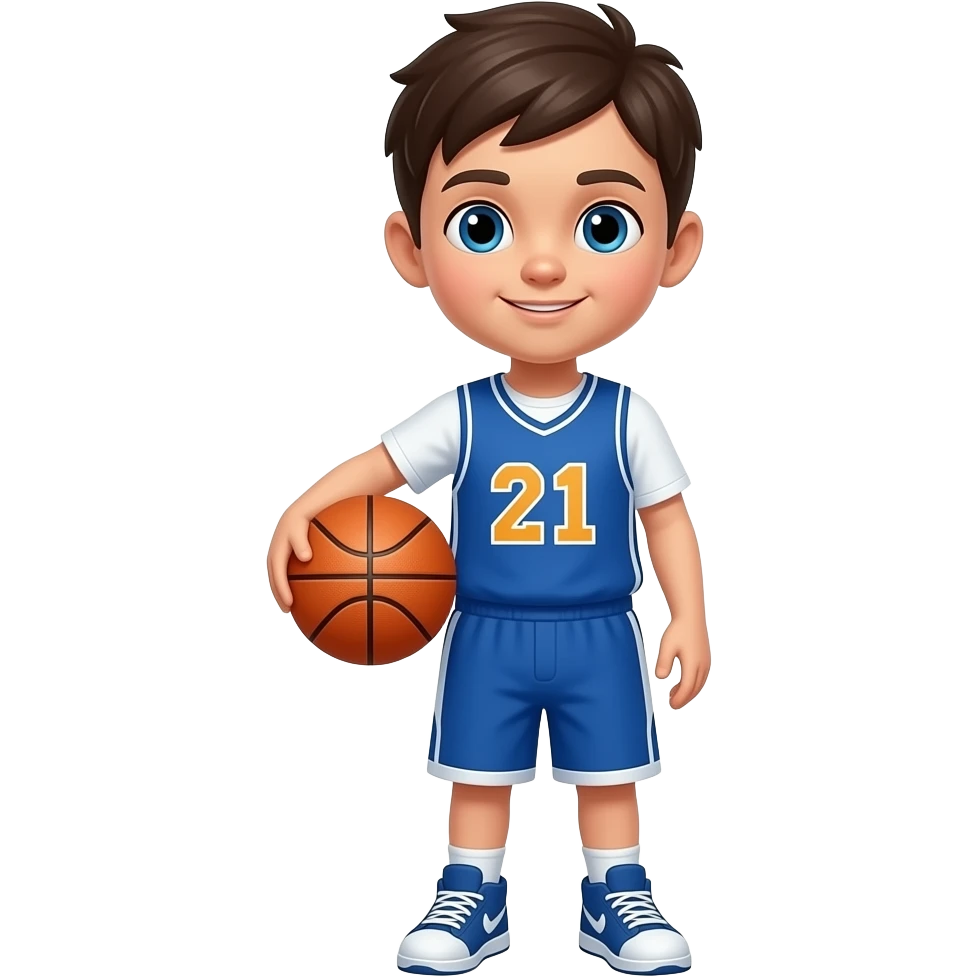 young boy hold basekt ball emoji