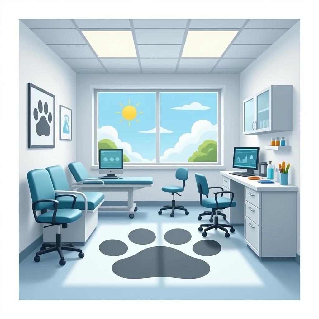 vet clinic with a paw emoji