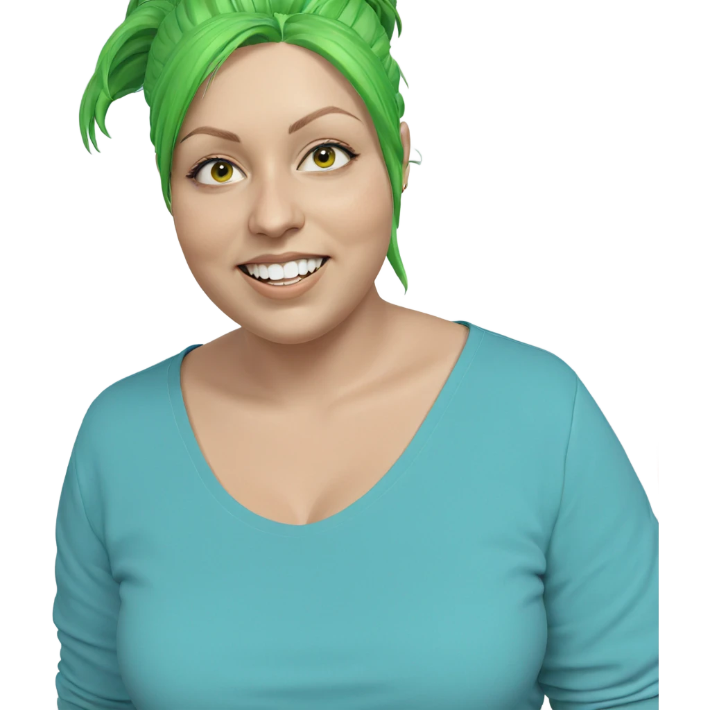 smiling girl with green hair emoji