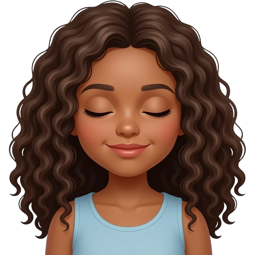 Girl with long curly hair and tan skin Sleeping emoji